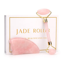 Load image into Gallery viewer, Rose Quartz Natural Jade Facial Roller Stone Skin Massage Beauty Care Set
