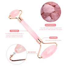 Load image into Gallery viewer, Rose Quartz Natural Jade Facial Roller Stone Skin Massage Beauty Care Set
